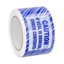 MMBM Tamper-Proof Security Tape, 3" x 110 Yards, White/Blue Stripes, For Warehouse Security, 48 Rolls