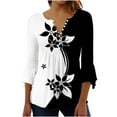 thumbnail image 2 of ALLLIST Womens Tops V-Neck Holiday 3/4 Sleeve Blouses Casual Gray Floral Shirts for Women, 2 of 5