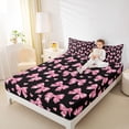 thumbnail image 4 of jejeloiu Cartoon Bowknot Loves Bed Sheets,Pink Kawaii Bow King Sheets For Girl 4pcs, 4 of 7