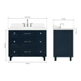 thumbnail image 2 of Ariel Monroe 42 Inch Single Rectangular Sink Bathroom Vanity With Carrara White Quartz Countertop 1.5 inch Edge In Midnight Blue, 2 of 7