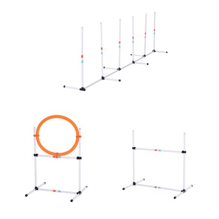 PawHut 3PC Portable Pet Agility Pet Training Set Dog Obstacle Exercise Adjustable Jump