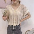thumbnail image 6 of YCNYCHCHY Hollow Sunscreen Cardigan shirt Fashion Sexy Summer Lace Tops New Korean Loose Long-sleeved Hollow out blouse, 6 of 6