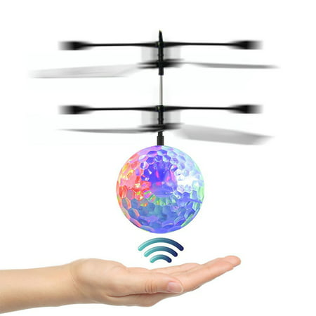 Fantastic New Fashion Infrared Induction Drone Flying Flash Disco Colorful Shining LED Lighting Ball Helicopter Child Kid Toy Gesture-Sensing No Need to Use Remote Control USB