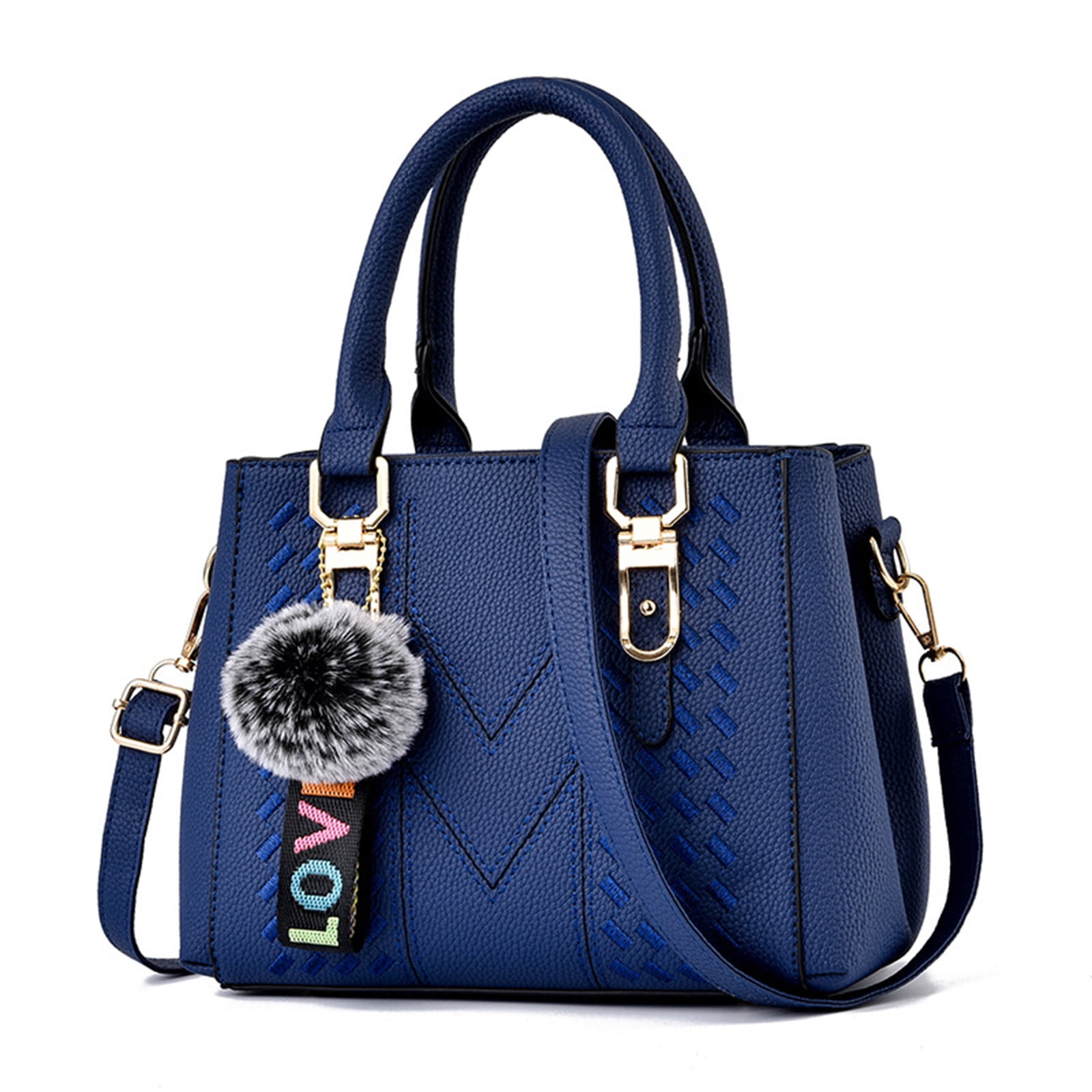 Faraee Purses and Handbags for Women Leather Shoulder Tote Bags Travel Work Top Handle Satchel Dark Blue