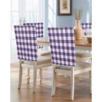 nqOlkjepod Purple Checkered Chair Covers Set of 4, Decorative Chair Back Cover, Farmhouse Buffalo Plaid Dining Room Chair Slipcovers Removable Chair Protectors Covers for Party Banquet