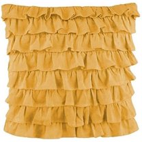 Amay 2-PC Ultra Soft Multi Ruffle Pillow sham 800 Thread Count Organic Cotton Gold Solid, Continental Square 31'' x 31''