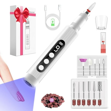 RUTAWZ Electric Nail Drill Kit with UV Nail Lamp – Cordless, 9 Speeds, 12-in-1 Professional Manicure & Pedicure Set for Home & Salon Use