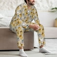 thumbnail image 5 of Wukai Music Dancing Cat Men's Long-Sleeve Pajama Set - Comfortable Sleepwear with Button-Down Shirt and Pants-X-Large, 5 of 6