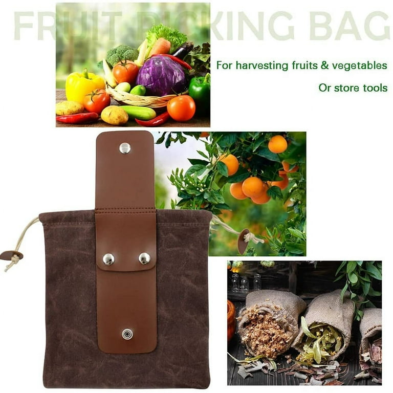 ASENIE Foraging Bag Waxed Canvas Collapsible Outdoor Camping Foraging Pouch  Mushroom Storage Water Resistant Leather Bushcraft Belt Tinder Dump Pouchs