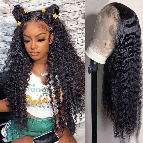 American woman's lace synthetic wig, African long curly hair, hand-wrapped small curl wig