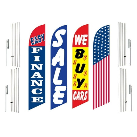 4 Swooper Flags With 4 Pole Kits Easy Finance Sale We Buy Cars America