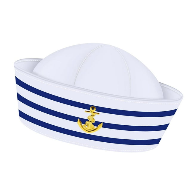 Sombrero de marinero,Sombrero de marinero,sombrero de marinero,fiesta temática náutica,Yate Barco Sombreros Sombreros Club Nocturno,Gorra de vela azul y blanca para festivales de