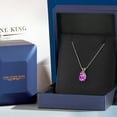 thumbnail image 5 of Gem Stone King 14K White Gold Pink Created Sapphire Pendant Necklace for Women | 3.63 Cttw | Gemstone September Birthstone | Pear Shape 12X8MM | With 18 inch Chain, 5 of 6