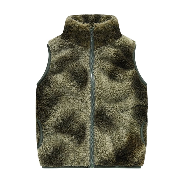MIASHUI Manteaux d'Hiver pour Enfants, Garçons et Filles Tout-Petits, Gilet Chaud à Fermeture Éclair, Sans Manches à Rayures, Vert Armée, 2-3 Ans