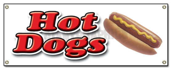 ALL BEEF HOT DOGS BANNER SIGN red hots weiner franks burgers footlong 