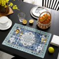 thumbnail image 3 of Blue Boho Placemats Set of 4, Farmhouse Bohemian Medallion Oriental Flower Placemats for Dining Table, Place Mats for Kitchen Tabletop, Waterproof Wipeable Dining Table Mats Set, 3 of 9