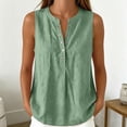 thumbnail image 2 of oqasdz Womens Tank Tops Sleeveless Button Crewneck Solid Color Shirt Comfort Loose Fit Blouse Lightweight Daily Wear Versatile Casual Outdoor,Green,L, 2 of 4