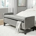 thumbnail image 1 of Inspired Home Megalan Velvet Storage Bench Button Tufted Silver Nailhead Trim Modern, Light Grey, 1 of 7