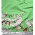 thumbnail image 3 of Soimoi Green Poly Georgette Fabric White Floral & Bulbul Bird Print Fabric by The Yard 42 Inch Wide, 3 of 3