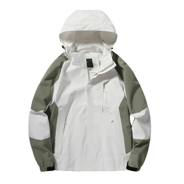 ManxiVoo Manteau de Pluie pour Femme à Capuche Amovible, Coupe-Vent de Randonnée Polyvalent avec Poignets Ajustables pour les Déplacements, Taille M, Vert Pâle