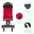 thumbnail image 4 of Evolur Roamer Ultra Light Umbrella Stroller in Red, Quick One-Hand Easy Fold Travel Stroller, Five Point Safety Harness, Adjustable & Removable Canopy, Lightweight Aluminum Frame Baby Stroller, 4 of 5