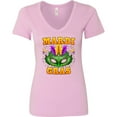 thumbnail image 3 of Inktastic Mardi Gras with Green Masquerade Mask Women's V-Neck T-Shirt, 3 of 5