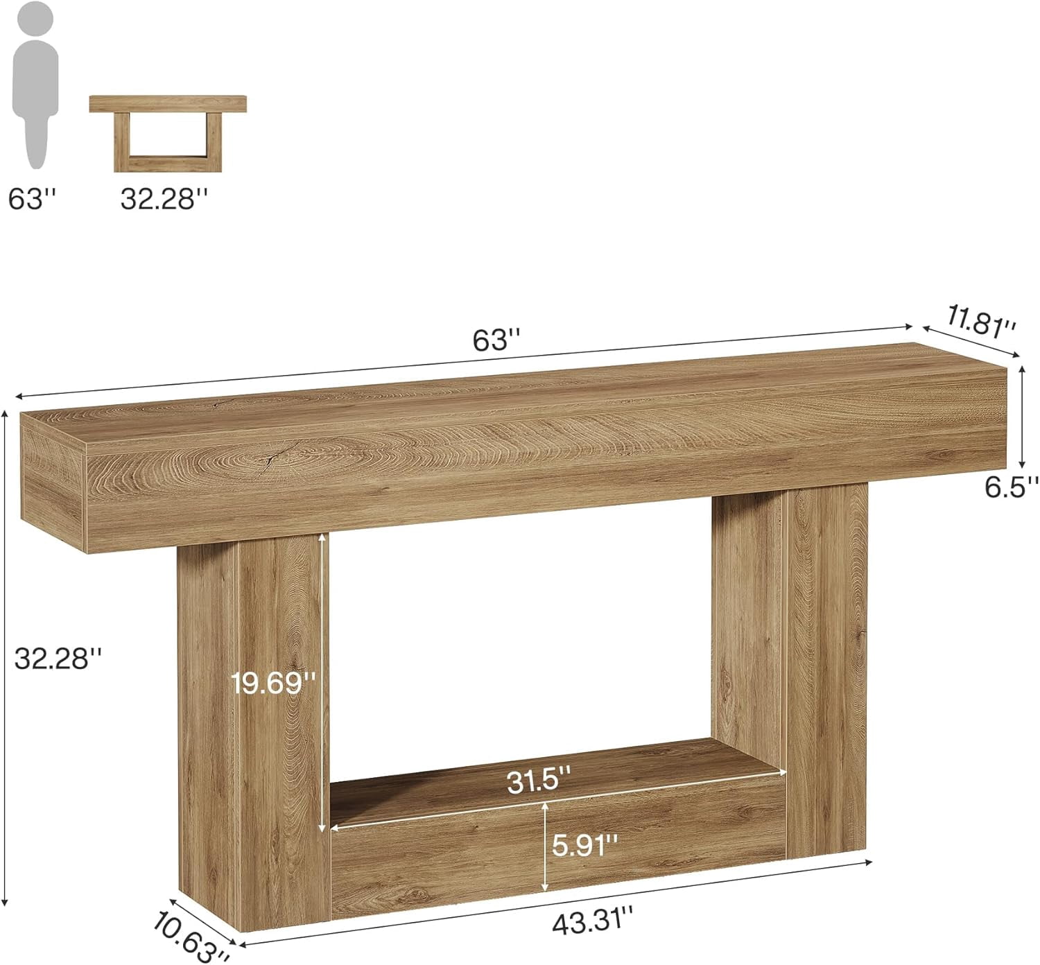Tribesigns 63-Inch Long Console Table, 2-Tier Entryway Table Sofa Table with Storage