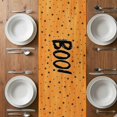 thumbnail image 6 of Orange BOO Halloween Table Runner - 120 Inch Long, Kitchen Dining Table Runner Dresser Scarves, Cute Ghost Spooky Star Moon Dots Farmhouse Decor for Coffee Tables Wedding Party Banquet, 6 of 8