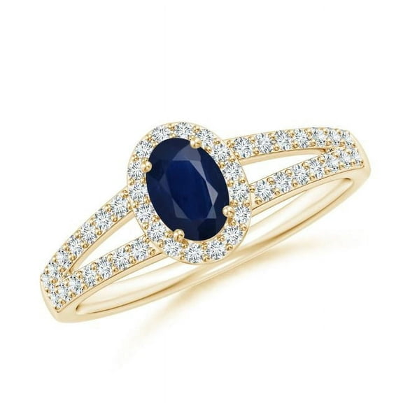 Oval Shape Blue Sapphire CZ Diamond Cocktail Band Ring Women 925 Sterling Silver Yellow Gold Plated September Birthstone Mothers Day Women Gift Gemstone Jewelry