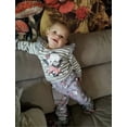 thumbnail image 3 of Baby Girl Clothes Long Sleeve Striped Animal Style Tops Elephant Printed Pants Outfit Set Gray 12-18 Months, 3 of 6