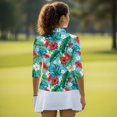 thumbnail image 6 of HUIACONG Tropical Hibiscus Women 3/4 Sleeve Golf Top, Ladies Golf Polo with Breathable Fabric, for Golf, Tennis, Hiking, Outdoor Outings, 6 of 10