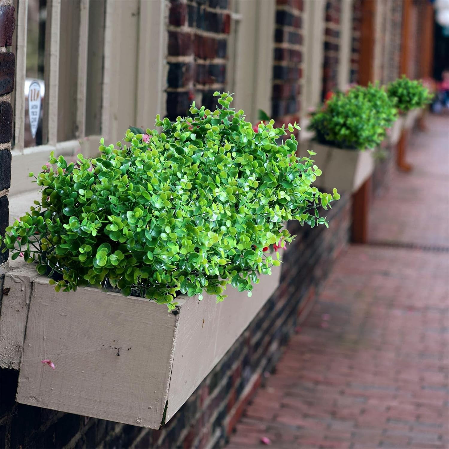 10pcs Artificial Grass Plants Outdoor UV Resistant Bulk Fake Faux Bushes Flowers Mums Outside Faux Plastic Greenery Shrubs Arrangement for Home Garden Backyard Window Box Hanging Basket