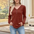 thumbnail image 4 of Womens Knitted Ribbed Fall Clothes, Long Sleeve Pullover for Women Fashion Loose Fit Solid Color Button Up V Neck Sweaters, 4 of 6