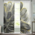 thumbnail image 2 of Black Grey Sheer Curtains 63 Inches Length 2 Panels Set, Window Sheer Curtains for Living Room/Bedroom, Vintage Gold Ink Floral Chinese Painting Light Filtering Rod Pocket Curtain 52'' x 63'' x 2, 2 of 7
