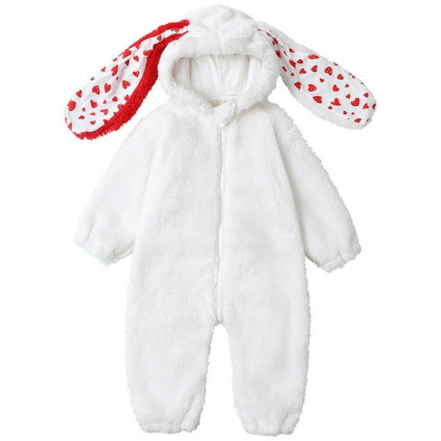 TIEVOSA Soft Boys Bodysuits Winter Outfit Cute Rabbit Design Romper for Warm Jumpsuit Suitable for 0 24 Months 9-12 Months