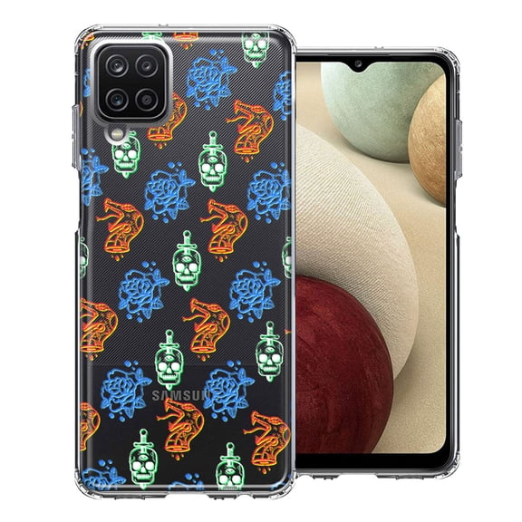 MUNDAZE For Samsung Galaxy A12 Snakes Skulls Roses Design Double Layer Phone Case Cover