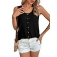 thumbnail image 4 of Fanxing Summer Eyelet Tank Tops for Women Under $10 Cutout Sleeveless Tees Shirts Loose Fit Crewneck Embroidery Vaction Shirt Black,XXL, 4 of 7