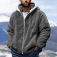 thumbnail image 2 of qelini Fleece Jacket for Men Full Zip Long Sleeve Casual Coats Solid Hooded Jackets Thermal Winter Outerwear, 2 of 5