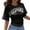 Black, variant on Womens Going Out Tops Casual Half Sleeve Cinched Waist Y2K Crewneck T Shirt Blouses,Black,M