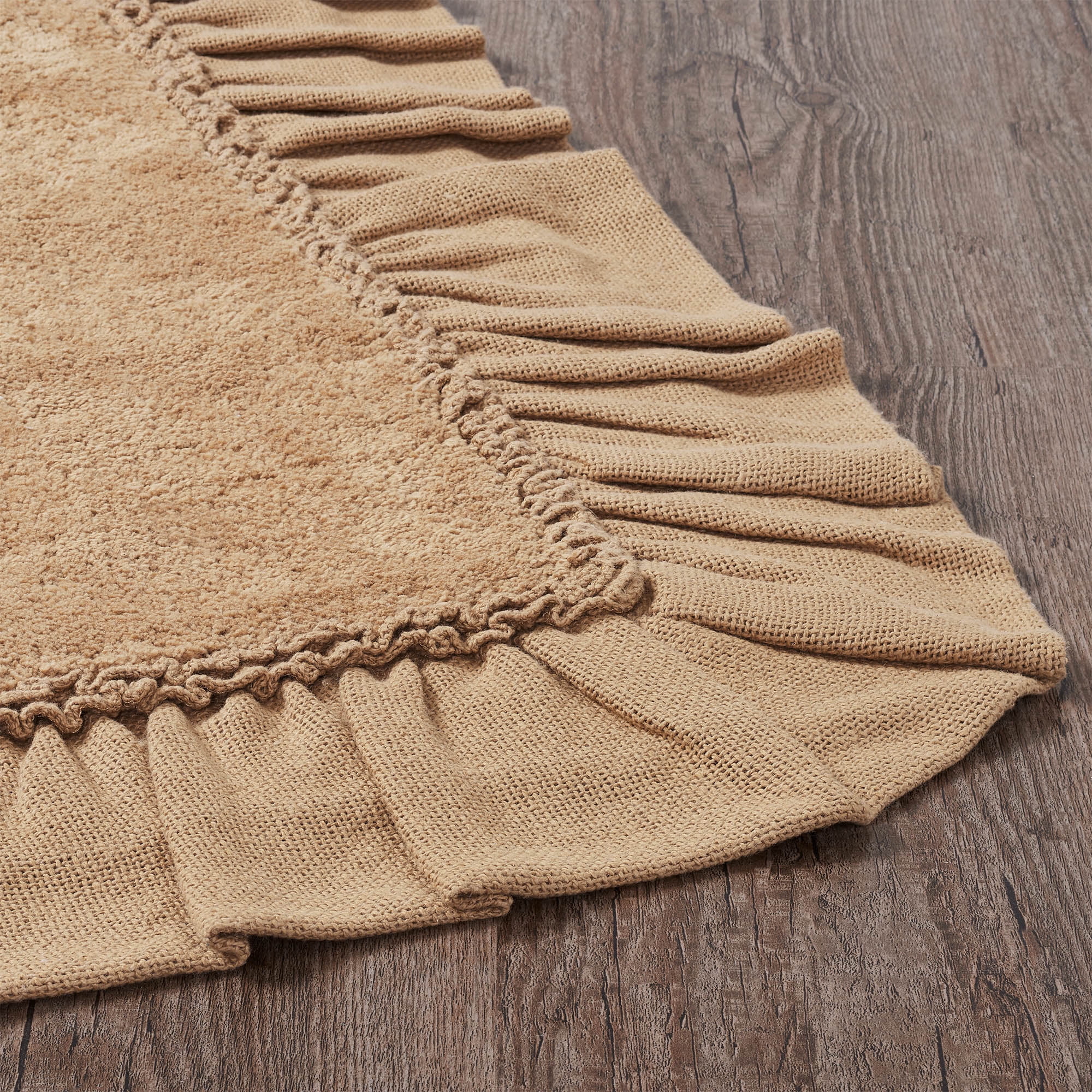 VHC Brands Burlap Ruffled Bath Mat, Natural Tan, 20x30