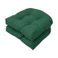 thumbnail image 1 of Cojines de asiento de patio de mimbre para interior y exterior, cojines de asiento con mechones, cojines para muebles de patio, juego de 2 para patio, Verde oscuro, 1 of 8