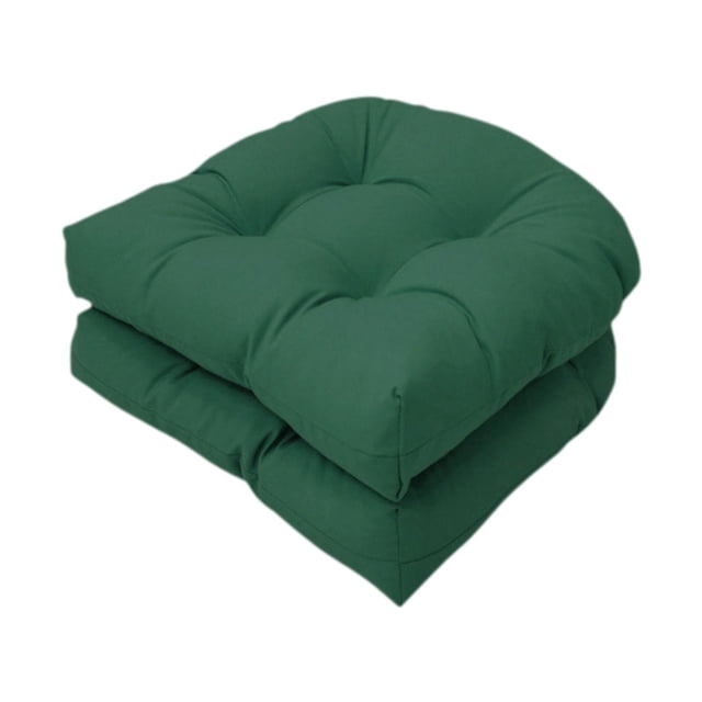 Cojines de asiento de patio de mimbre para interior y exterior, cojines de asiento con mechones, cojines para muebles de patio, juego de 2 para patio, Verde oscuro