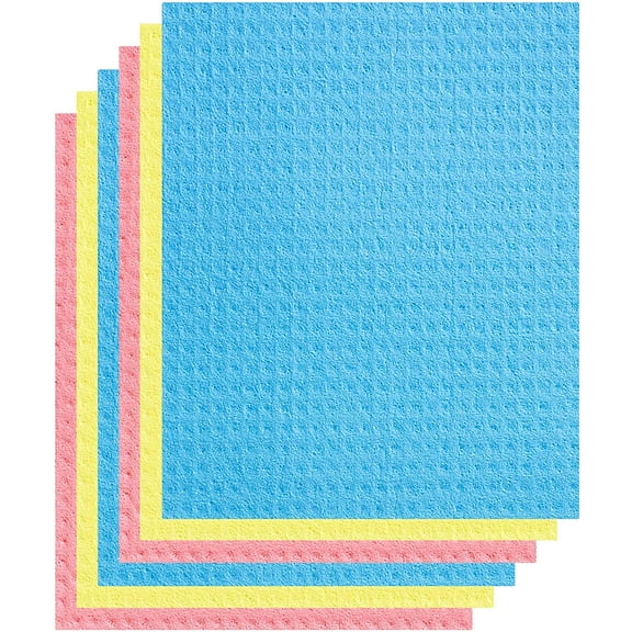 Swedish Dishcloths - 10 Pack of Cellulose Cleaning Cloths - Eco-Friendly No Odor Reusable Cellulose Sponge Cloths - Machine Washable Absorbent Cleaning Dish Cloths for Kitchen