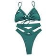 thumbnail image 5 of Gaecuw Two Piece Swimsuit for Women Women Bikini Set for Women Sleeveless Swimwear Top High Waisted Thong Briefs Swim Bottom Slip On Closure Swimsuits Solid Bathing Suits Cutout Hollow Resort Wear, 5 of 6