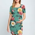 thumbnail image 6 of breaise Floral Side Ruch Maternity Dress Summer Crew Neck Bodycon Mini Dress 2025 Short Sleeve Baby Shower Dress Casual Lounge Pregnancy Dress Daily Wear, 6 of 6