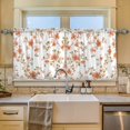 thumbnail image 2 of Yayeee Kitchen Curtains Tier Set of 2 Light Filtering 57"x36" Over Sink Window Panels, Orange Floral Blooms, 2 of 7