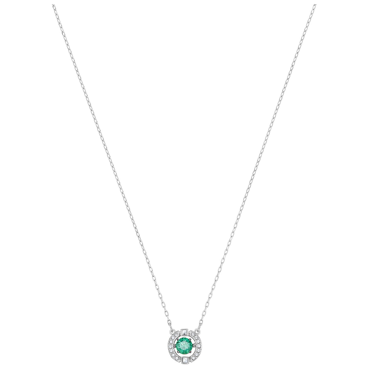Swarovski Sparkling Dance Necklace - Green - Rhodium Plated - 5496308