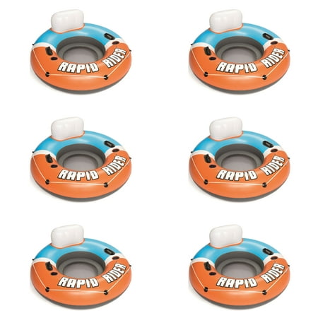 Bestway CoolerZ Rapid Rider Inflatable Blow Up Pool Chair Tube, Orange (6 (Best Way To Build A Six Pack)