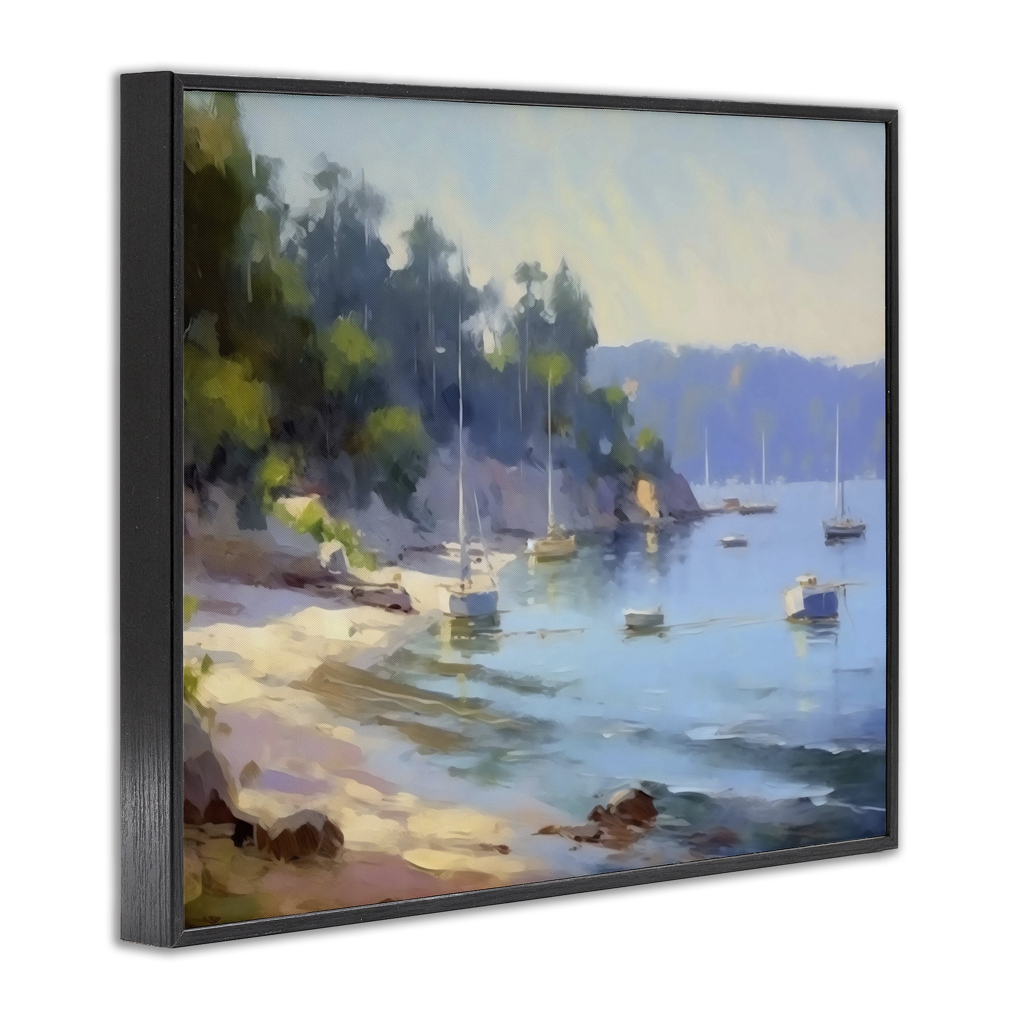 Stupell Industries Near The Shore Summer Sailing Black Framed Giclee Art, design by Creative Studio