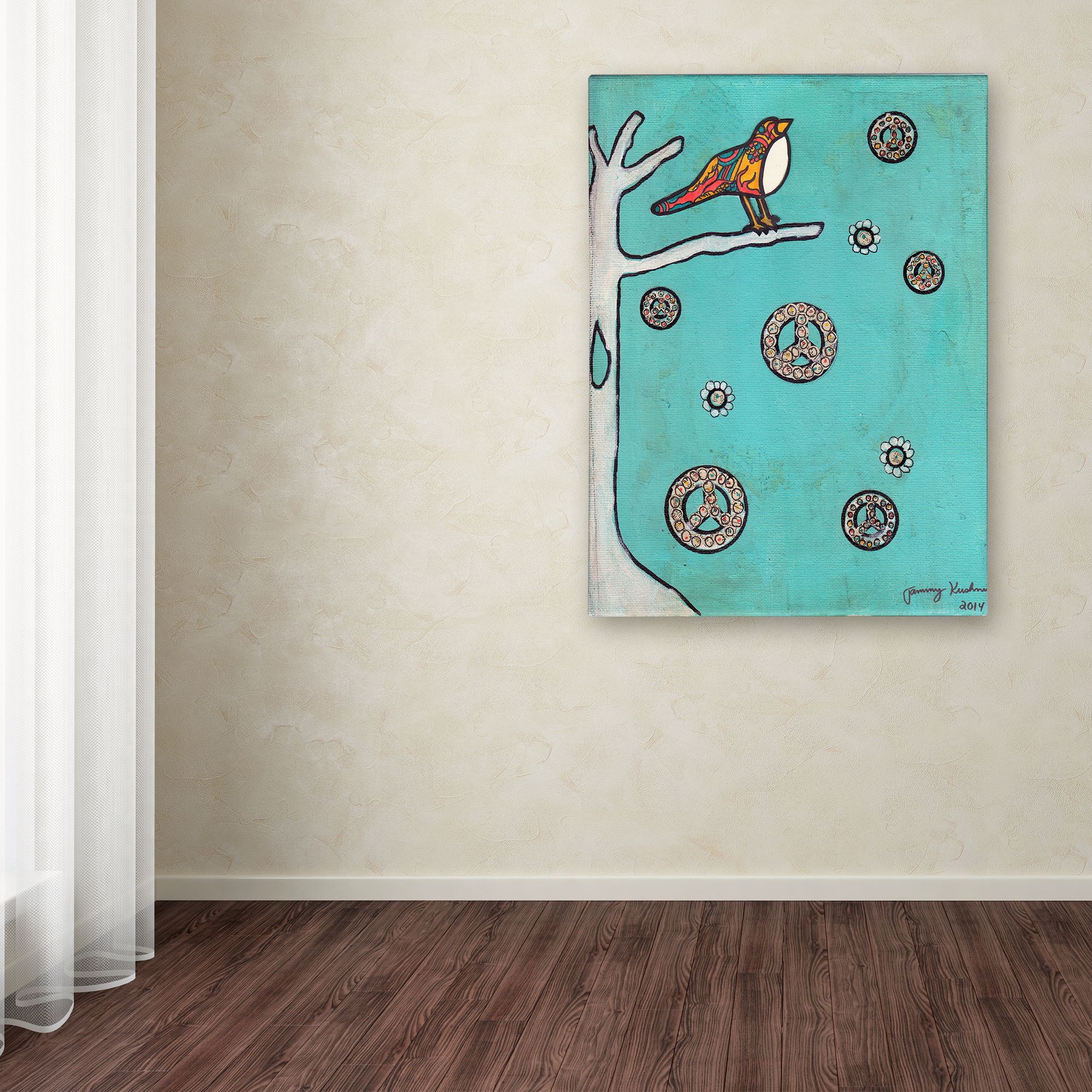 Trademark Fine Art 'Peace Sign Bird' Canvas Art by Tammy Kushnir